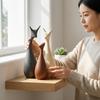 Home Decor Lucky Deer Family Matte Finish Ceramic Figures - (Set of 3, Matte Brown)