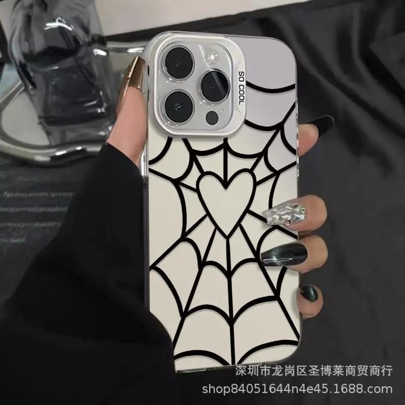Love spider web for apple 15 color silver iPhone14Pro creative 11promax matte 16 protective case 7