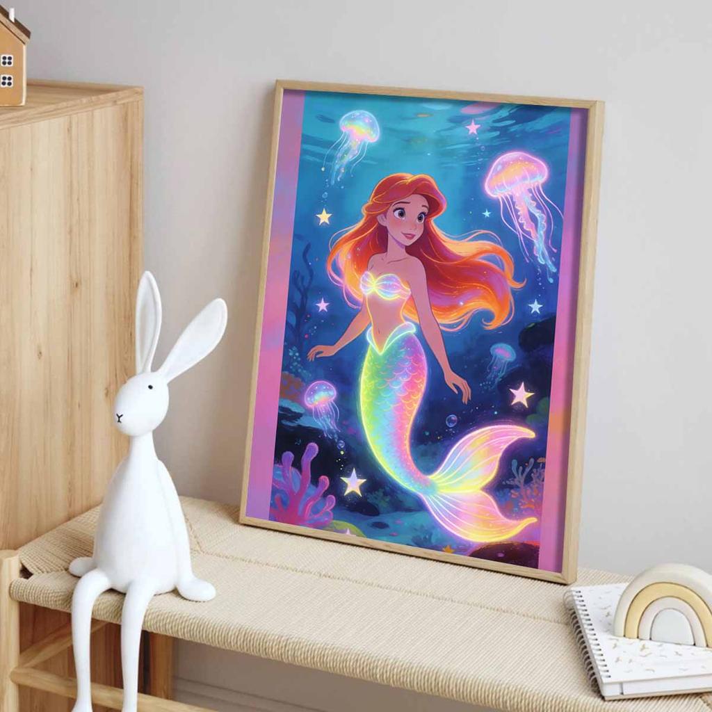 Disney 5D DIY All Diamond Art Painting Kit Mermaid Under Sea Home Decor Gift