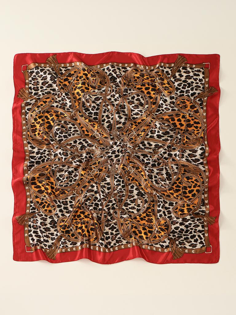 90*90CMSatin Square Scarf Women Muslim Hijab Elegant Print Silk Neckerchief Shawl Wraps Headband Handle Hair Accessories Bandana