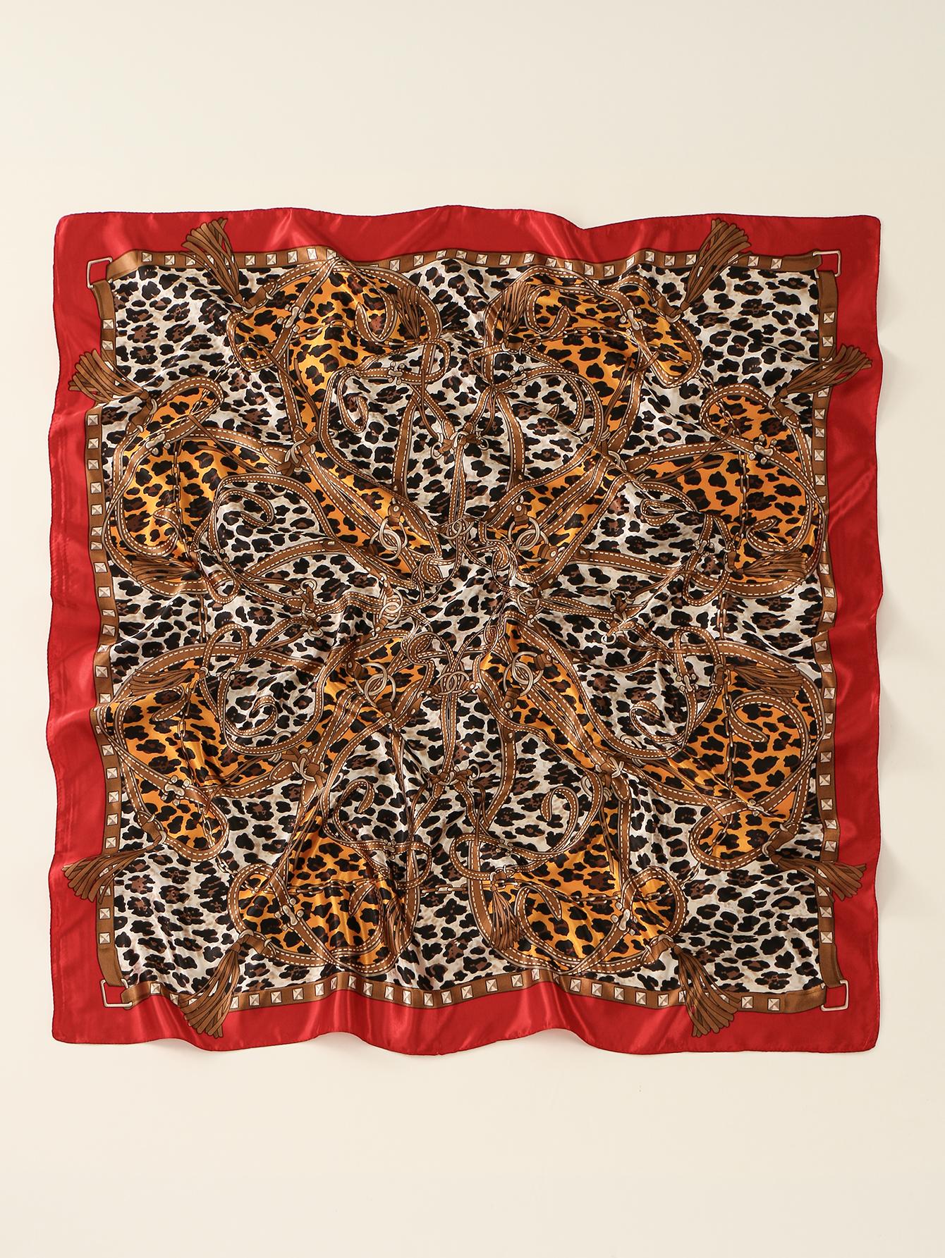 

90*90CMSatin Square Scarf Women Muslim Hijab Elegant Print Silk Neckerchief Shawl Wraps Headband Handle Hair Accessories Bandana