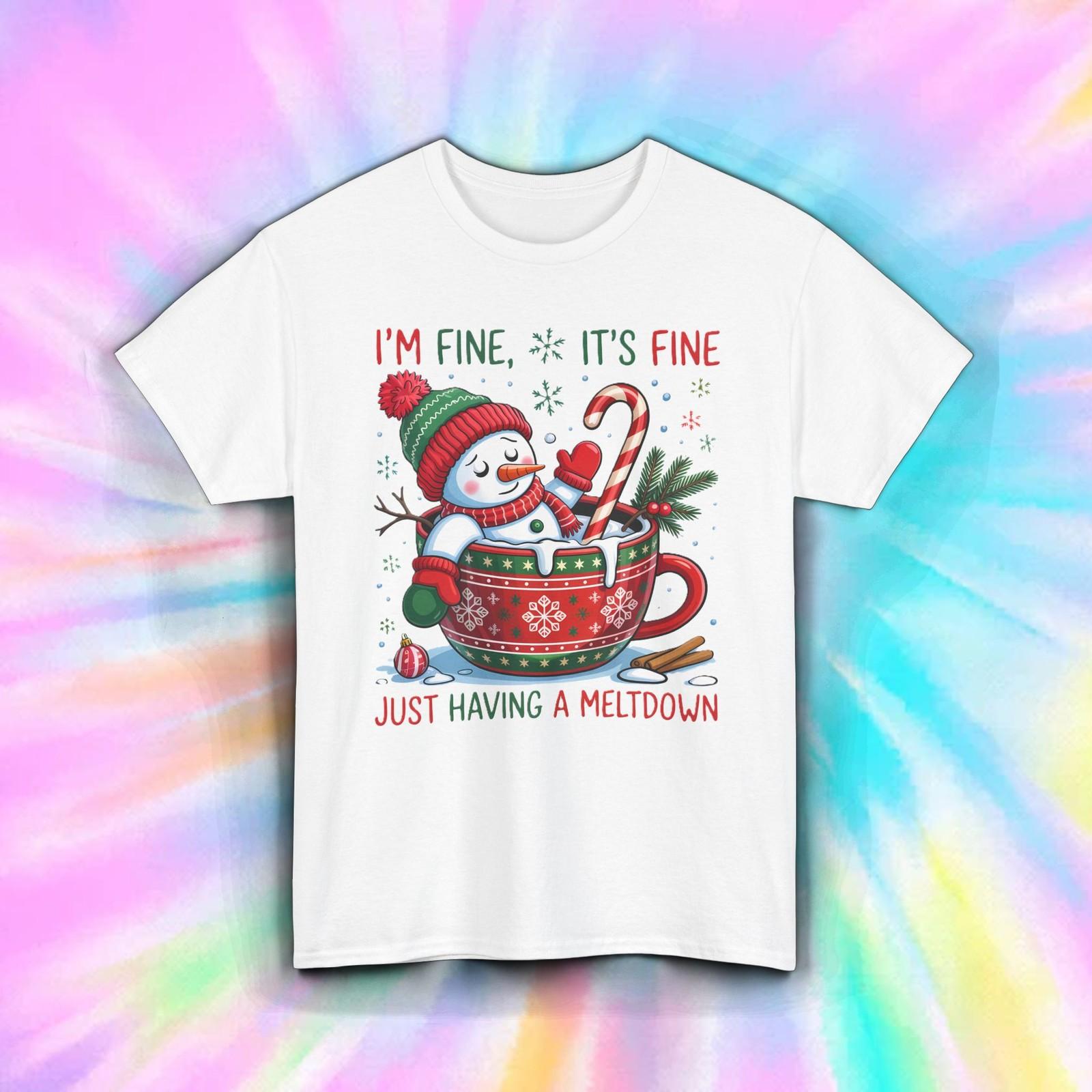 I’m Fine It’s Fine Snowman Shirt | Funny Christmas Holiday Meltdown Tee S-5XL S
