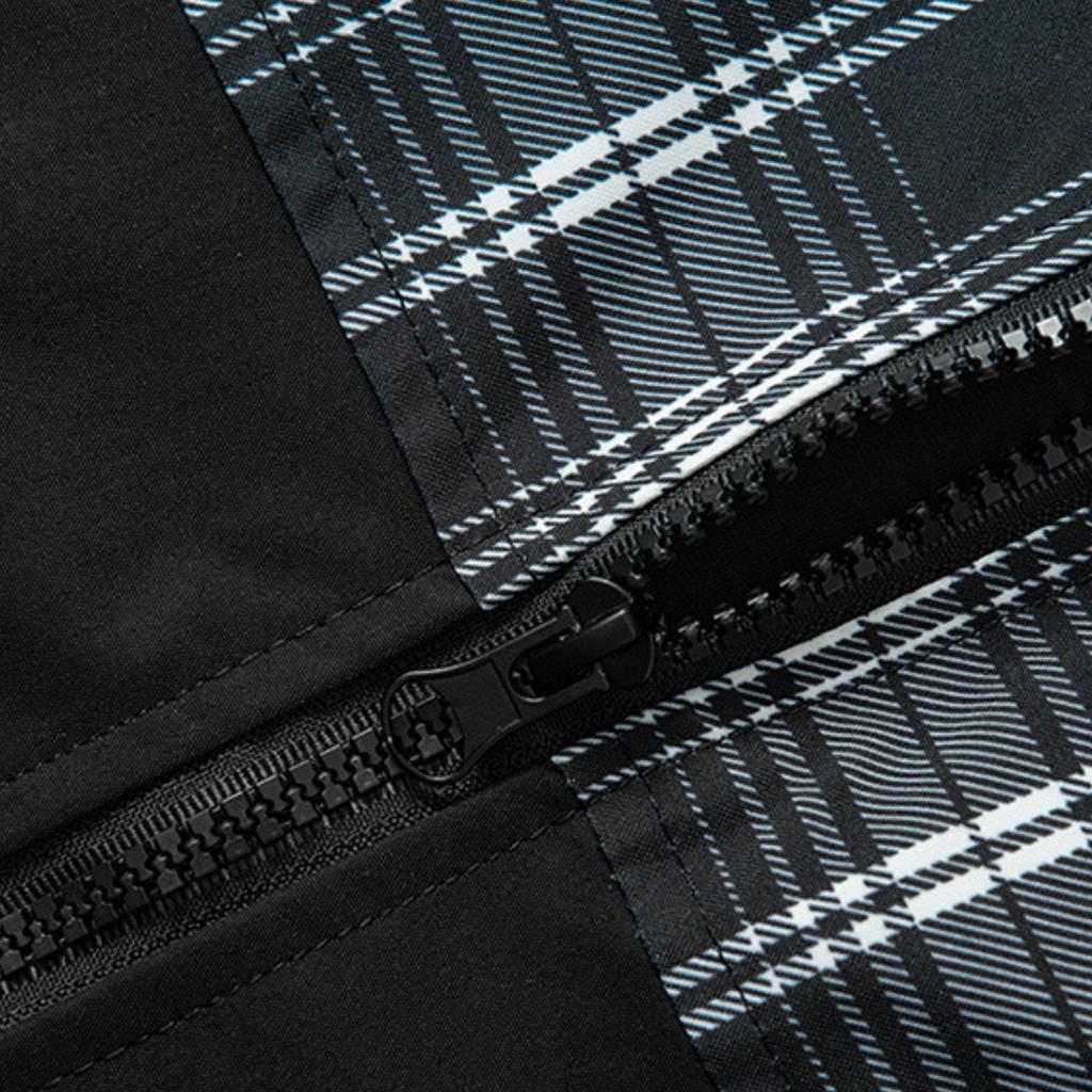 Men's Casual Color-blocked Two-sided Jacket, Men's Loose Patchwork Checkered Jacket