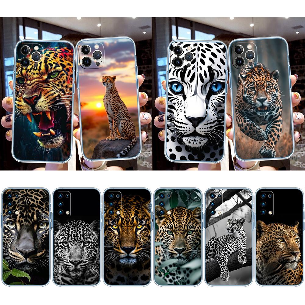 RA16 Leopard Transparent Phone Case for LG K22 K30 K40 K40S K41 K42 K50 K50S K51 K51S K52 K61 K62 K71 K92 Q60 Q61 V40 V50 V60