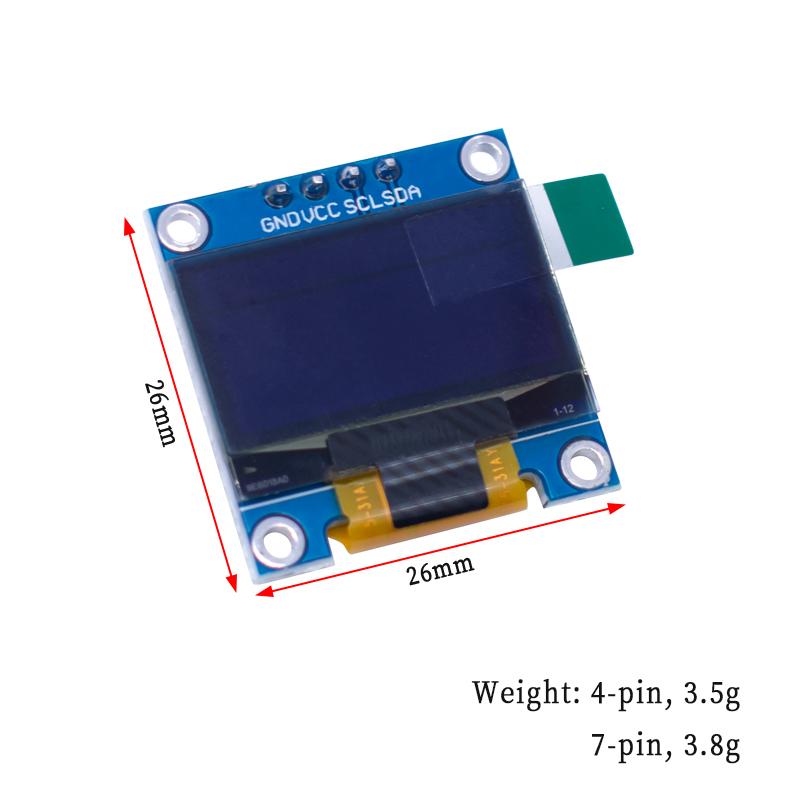 1,96-Zoll-OLED-Displaymodul 118x61 Auflösung 1-Pin 7-Pin IIC I1C Weiß-Blau-Gelber Bildschirm für Arduino Elektronische Entwicklung