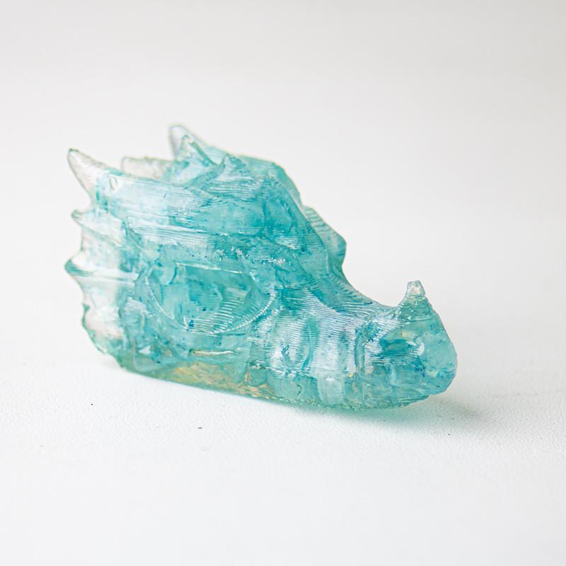 Resin Crystal Dragon Head Figurine With Natural Waterstone For Home Office Decor