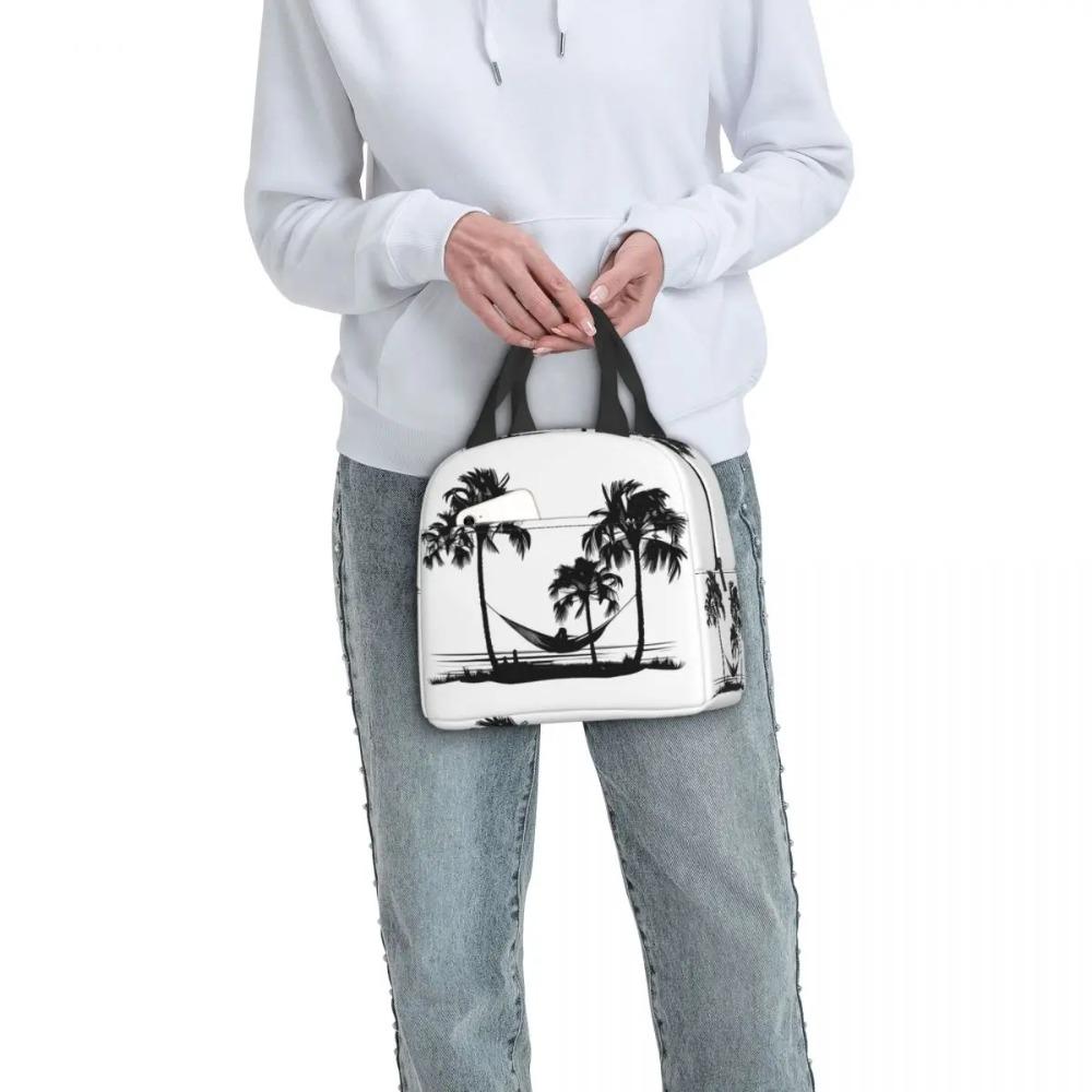 Beach Hammock Pattern Insulated Lunch Bag for Women Kids Portable Food Boxes Thermal Lunch Box Tote