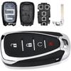 Keyles Entry Car Key Fob Case Shell Cover Replacement with Uncut Emergency Key 4-Buttons for Chevrolet Cruze Traverse Volt Bolt Equinox Sonic Trax