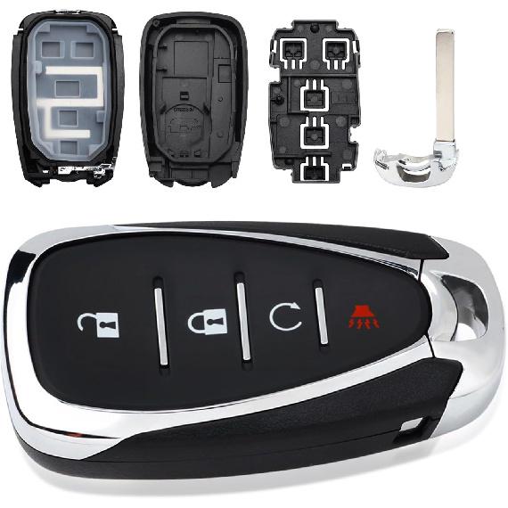 Keyles Entry Car Key Fob Case Shell Cover Replacement with Uncut Emergency Key 4-Buttons for Chevrolet Cruze Traverse Volt Bolt Equinox Sonic Trax