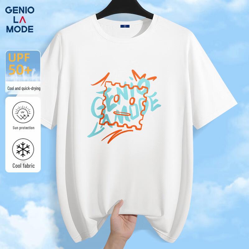 

GENIOLAMODE Men s Quick-Dry Ice Silk Print T-Shirt XL