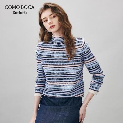 Women's 100% Wool Fair Isle Half-High Collar Sweater