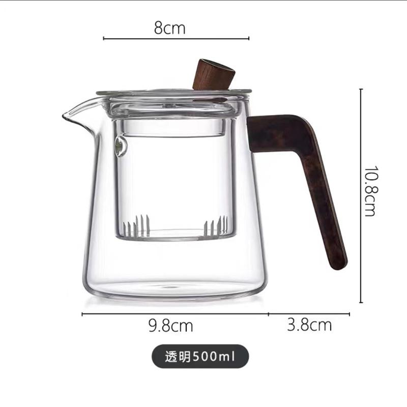 

Стеклянный чайник 500 мл с деревянной ручкой, термостойкий, с ситечком-инфузером, для заваривания цветочного чая, пуэра, набор для чайной церемонии Кунг-фу чистый