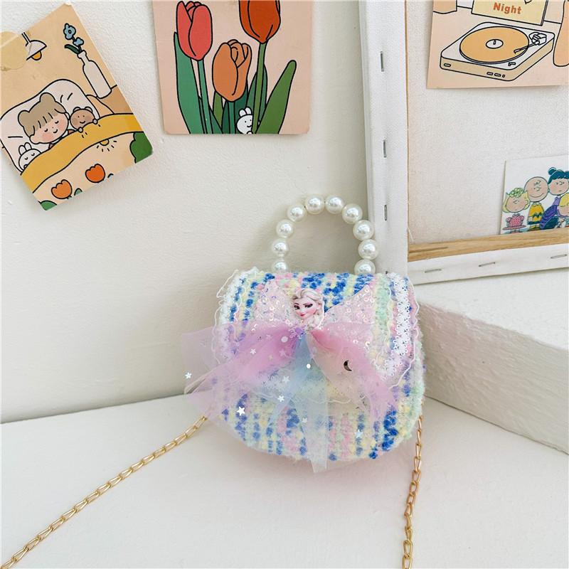 Cute Princess Cartoon Purse Lovely Girls Handbag With Sequins And Chain Strap