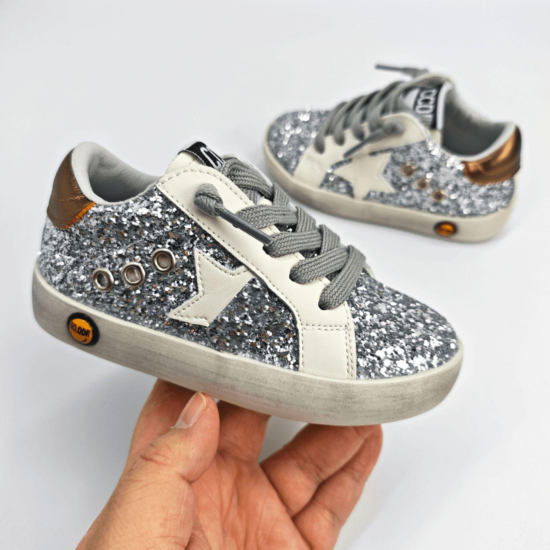

New Four-season Children s Girls Boys Colorful Sequin Star Pattern Board Shoes Kids Toddler Soft Sole Casual Trainers 37