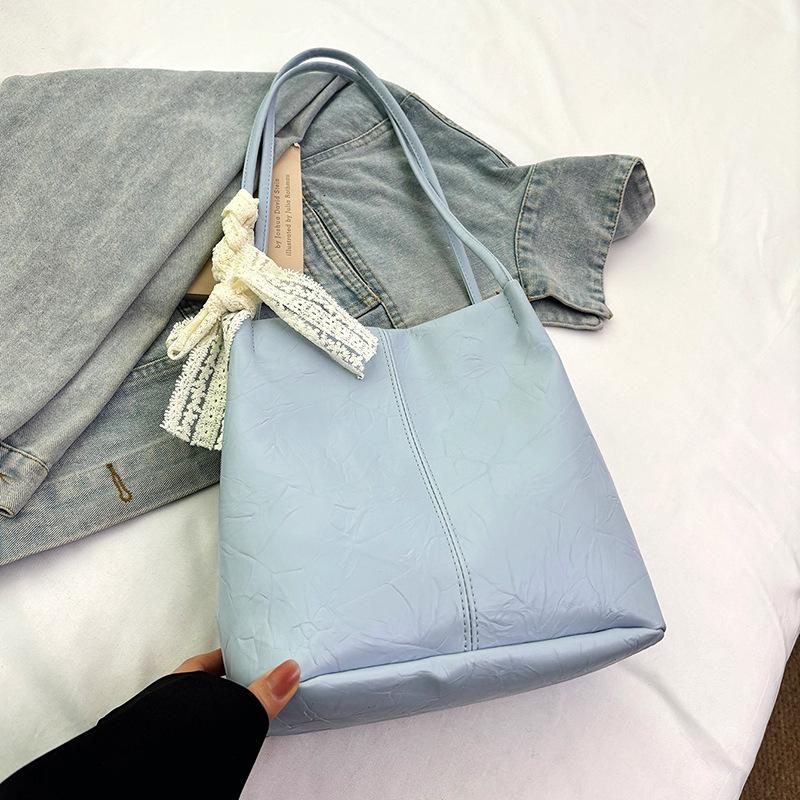 Large capacity lace bow new texture simple casual commuting underarm portable shoulder bag tote bag