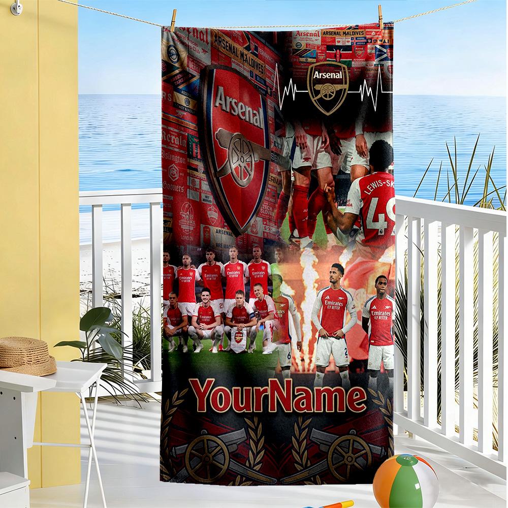 Arsenal Customize Your Name Beach Towel Super Soft & Absorbent Suitable for Sports Travel Swimming Yoga Bathroom Beach And Pool