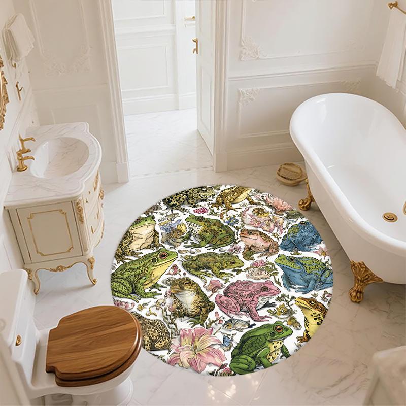Frog pattern round rug,Carpet Rug for Living Room Bedroom Sofa Playroom Decor,Non-slip Floor Mat,Holiday Gifts and Birthday Gifts