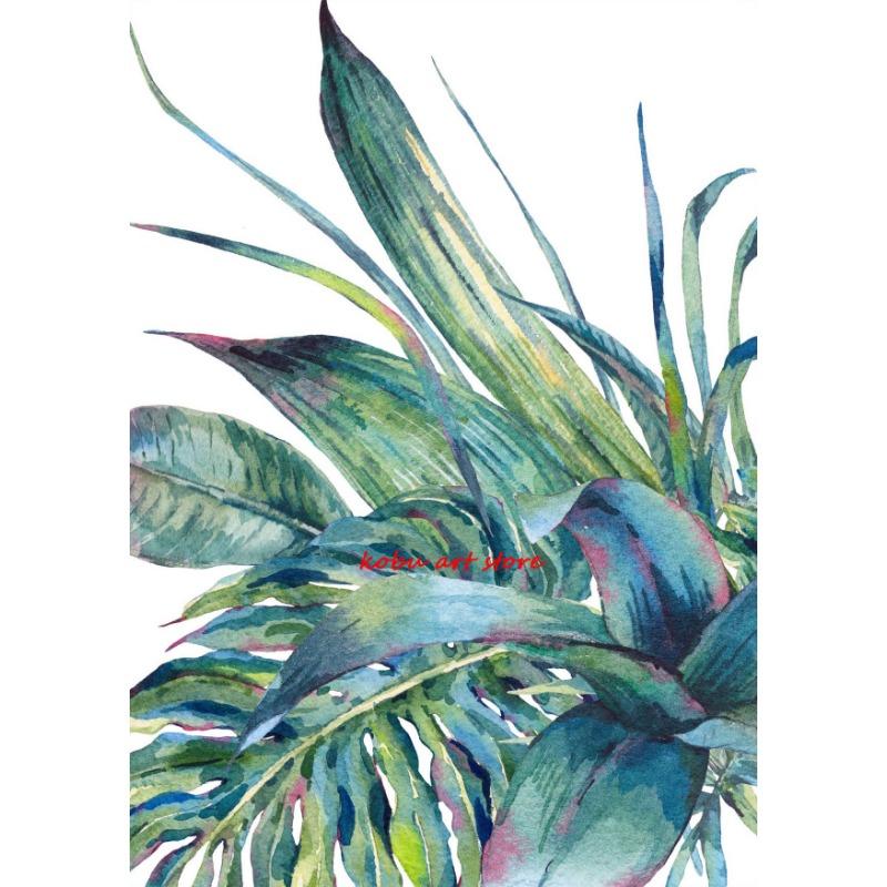 Tropische Palmblatt Blätter Poster Aquarell Botanisch Farn Monstera Druck Leinwand Malerei Wandkunst Bild für Zimmer Heimdekor