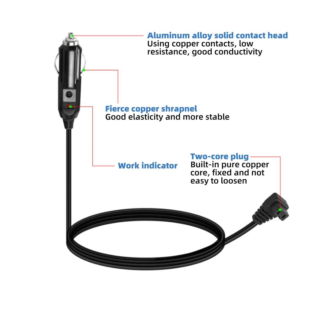 Eonvic 12V DC Duty Portable Mini Car Universal Thermoelectric Power Cable for Mobicool and Car Coolers Right-Angle Compressor, Refrigerator, Cars,