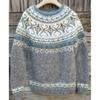 Womens Round Neck Colorblock Loose Knit Sweater Street Style Casual Pullover With Geometric