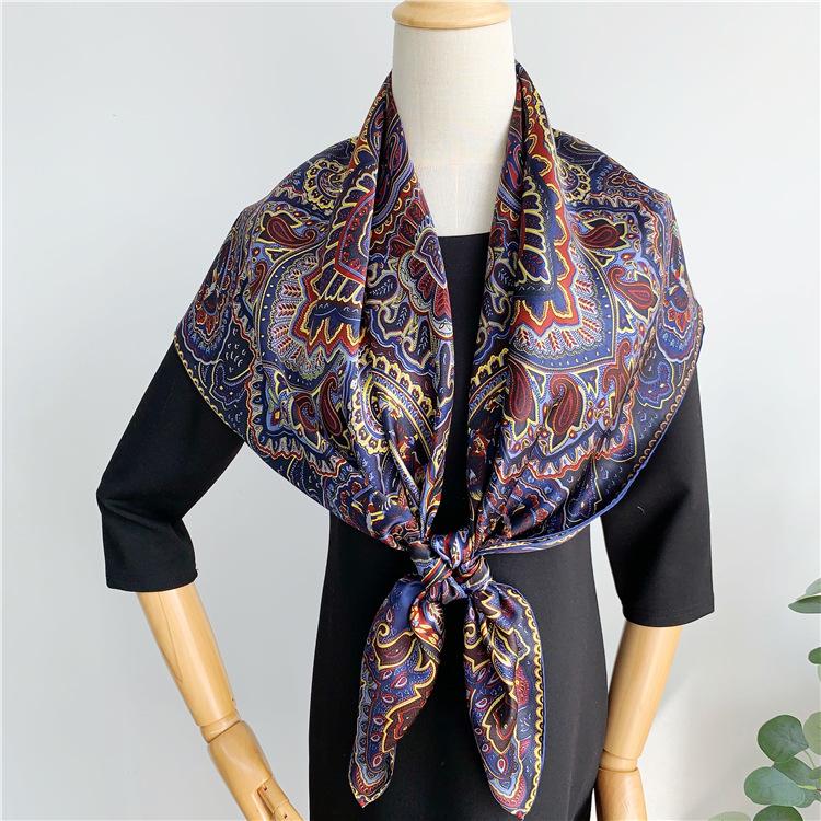 Atmospheric Retro Silk Scarf Women'S Spring And Autumn Versatile Mulberry Silk Large Square Scarf Scarf Shawl