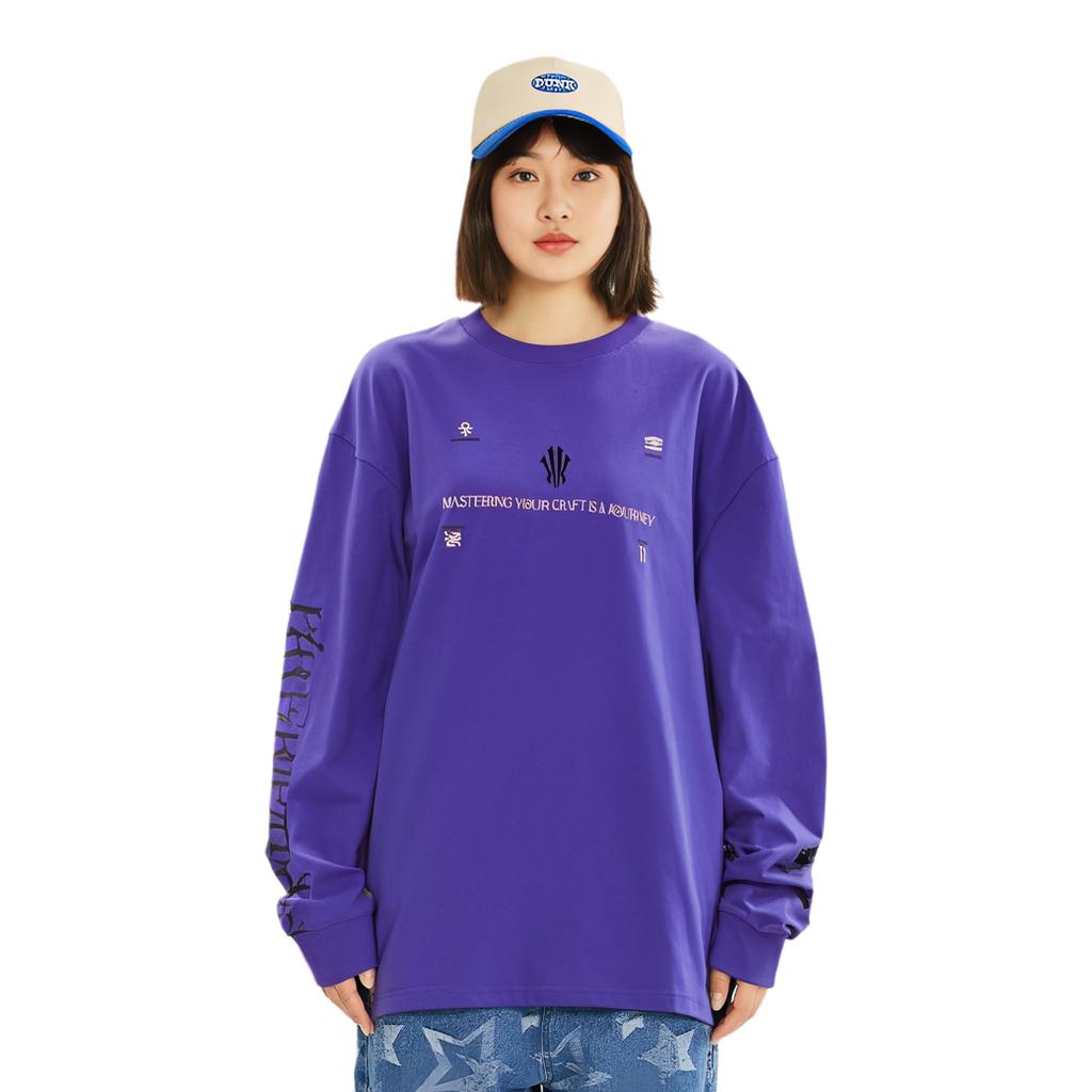 Anta Kyrie Series Round Neck Pullover Drop Shoulder Long Sleeve Sweatshirt Unisex Sweatshirt Purple Blue 172341402-2