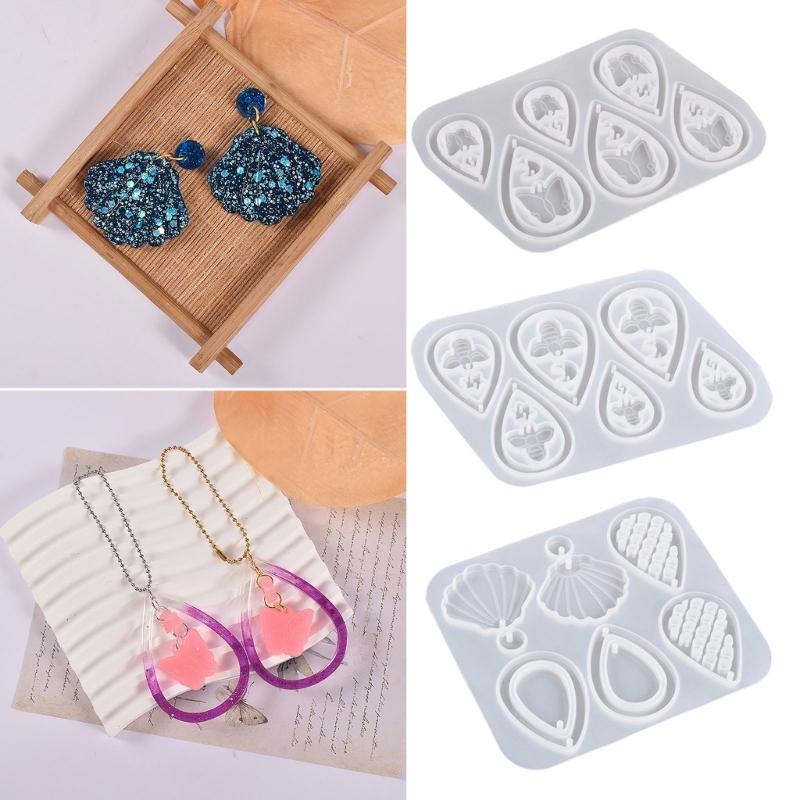 Jewelry Casting Molds Butterfly Bee Shells Pendant Epoxy Resin Molds with Hanging-Hole Mould Jewelry Making Craft Tools