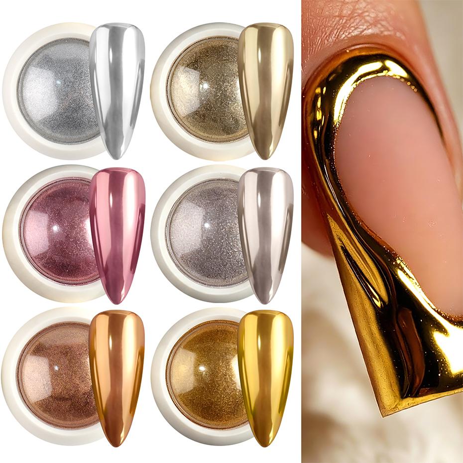 Xiaomi 6 Colors Mirror Chrome Nail Powder Metallic Silver Gold Pigment Dust Mirror Effect Nail Art Chrome Powder Manicure Decorations