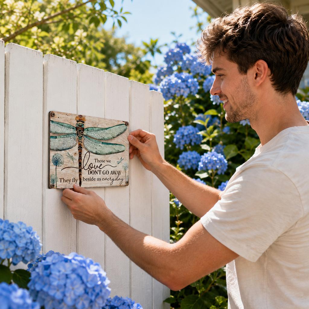 Vintage Gedenkschild, Rustikale Wanddekoration mit Spruch, Hängendes Schild für Garten oder Zuhause