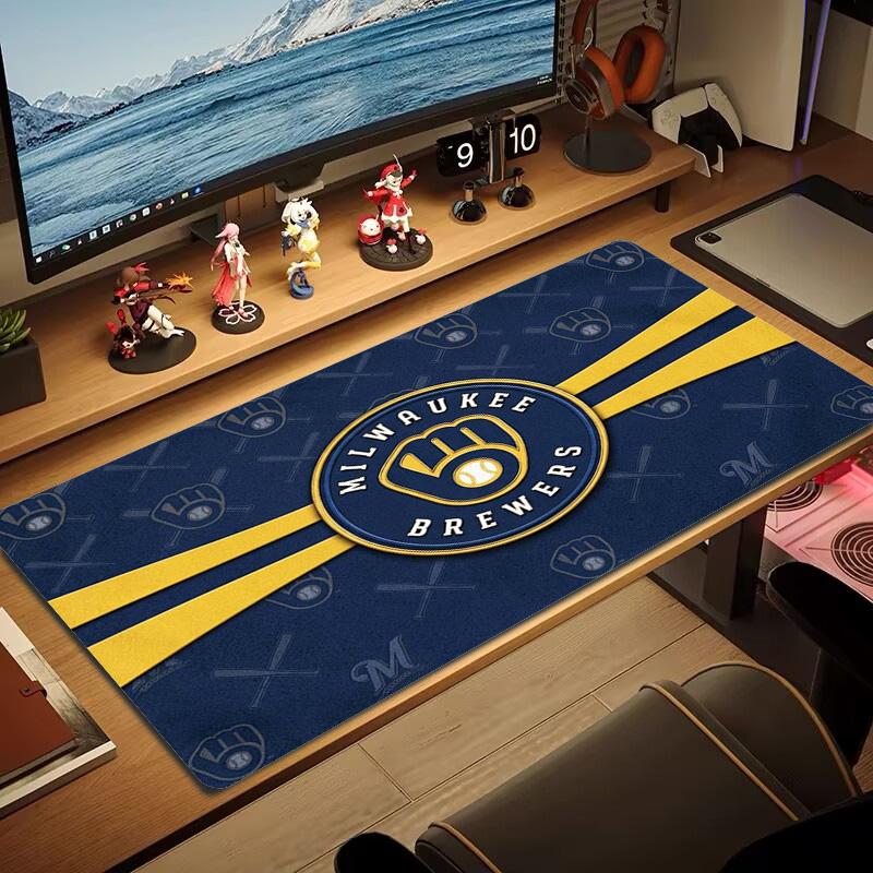 Milwaukee Brewers Farbiges Mauspads Großes Gaming-Tischkissen Rutschfestes Laptop-Tablet Großes Mauspads XXL Matte Mini-PC-Spielmatte Mit Verriegeltem Rand