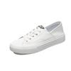 New Flat Shallow Mouth Genuine Leather Small White Women's Shoes Autumn Model Versatile One-Pedal Skateboard Shoes Lace-Up White Shoes
