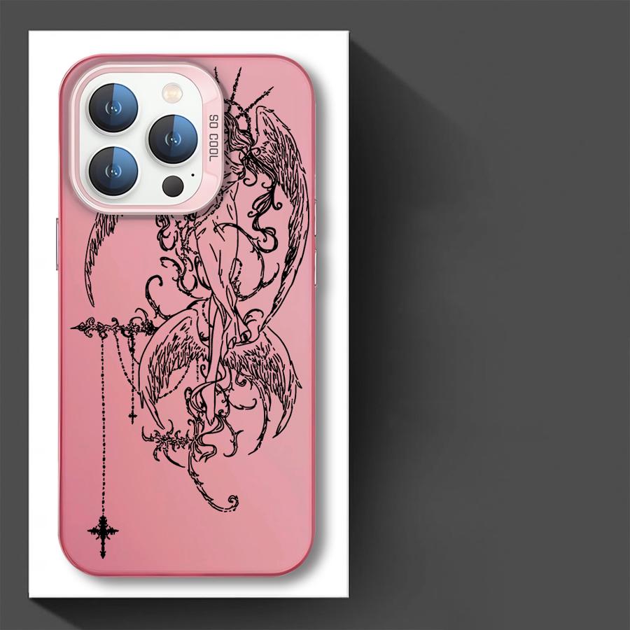 Phone Cover Case for iPhone 17 Pro Max 14 Plus 12 Pro 16 15 13 11 Air Gothic Style Angel Cross