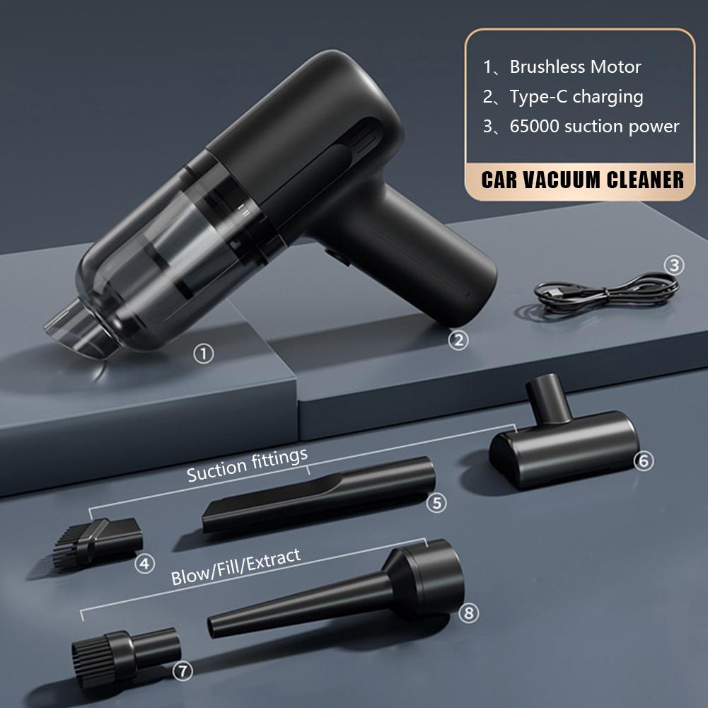 

2 в 1 беспроводной мини-пылесос 13000 Па ручной пылесос для всасывания и выдувания с 4 всасывающими насадками + 2 щетками