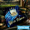 Custom Name Argentina Football Crest Flannel Blanket, Use for Birthday/Holiday Gift, Soft Blanket for Sofa/Bed/Camping/Office, Home Decor