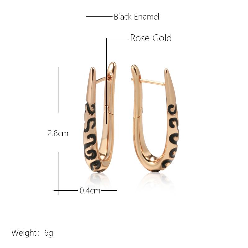 Kinel Black Enamel Dangle Earrings For Women Luxury Wedding Fine Jewelry