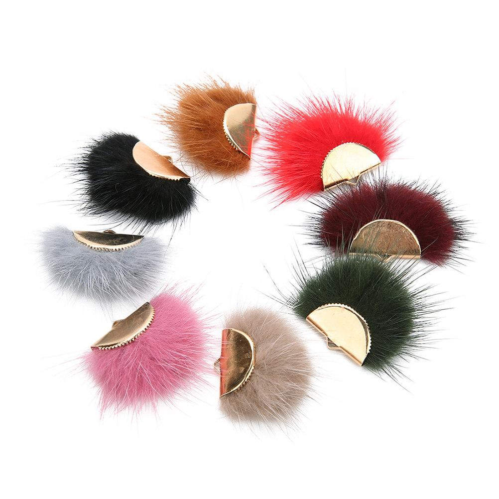

5Pcs Fan Shape Mink Hair Pendant Charm DIY Jewelry Necklace Earring Bracelet Craft Supplies Accessories Pendant Charm чорний