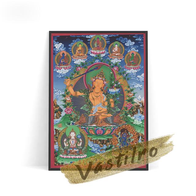 טנגקה טיבטית ציור קיר דתי אמנות הדפס פוסטר בודהיסטווה דיוקן רטרו ציור שמן ציור קיר אמונה בודהיסטית