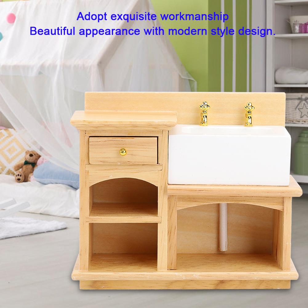 1:12     Accessory  ature Furniture   Kitchen Sink Wooden Wash Basin