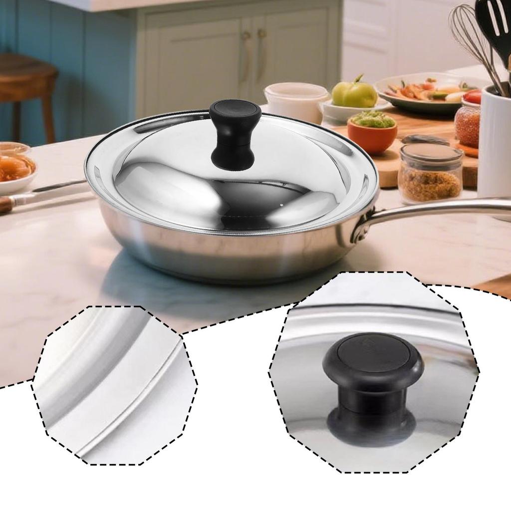 Stainless Steel Pot Lid Universal Frying Round Skillet Construction Airtight Seal with Easy