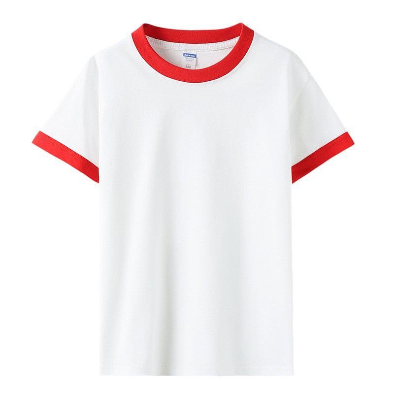 Children's Summer Color Block Short Sleeve T-shirt - Unisex Casual Fashion for Kindergarten Activities
