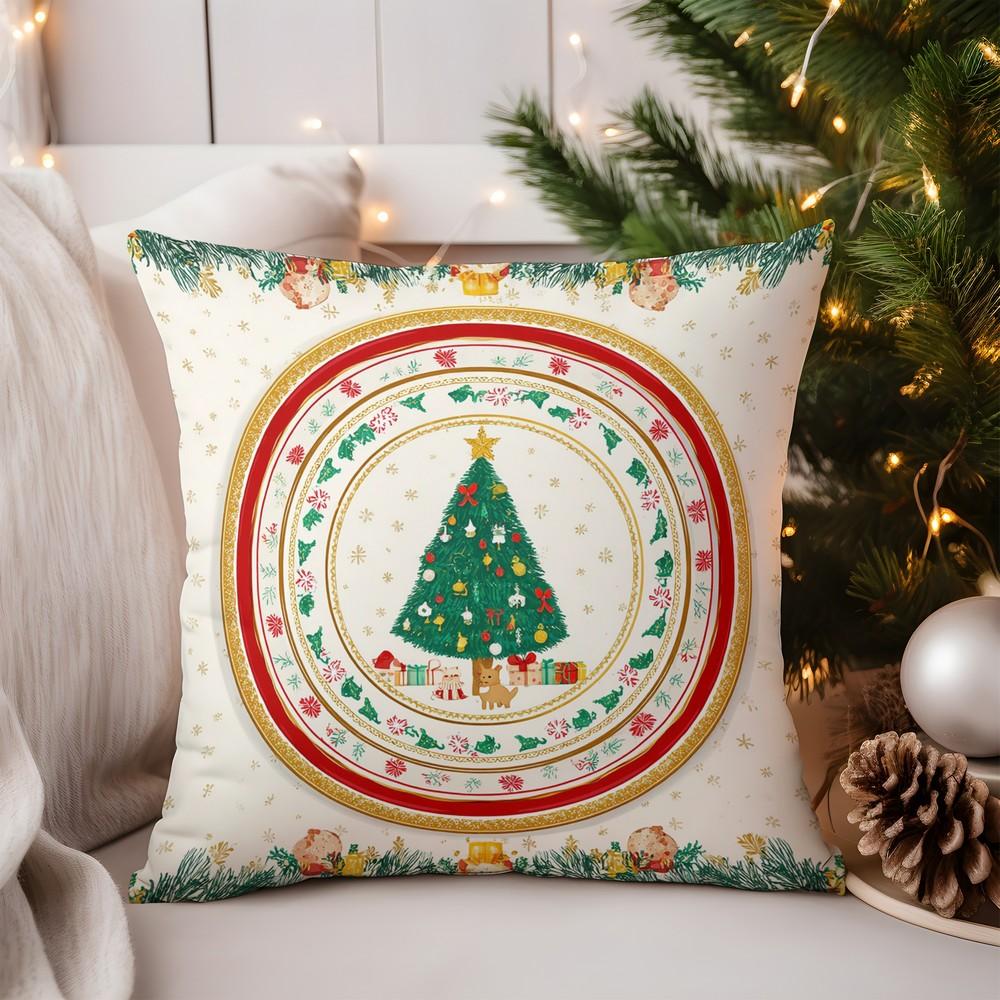 Heimdeko Buntes beleuchtetes Weihnachtsbaum-Muster Kissenmuster Kissenbezug Geeignet für Sofa Schlafzimmer Auto Kissenbezug