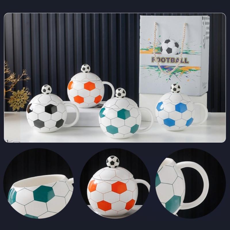 Ceramic Drinking Cup With Soccer Designs 400ml Coffee Mug For Sports Enthusiasts Soccer Theme Drinkware For Home