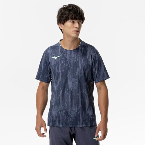 Mizuno Dry Aeroflow Rapid T-Shirt, Atmungsaktiv, Trainingsbekleidung, 32MAC002, Indigo