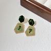 Avocado Flesh Green Earrings Fashionable French Court Style Stud Earrings Femininity High Sense Exaggerated Atmosphere Earrings