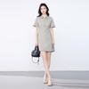 JOY SPEAKER Women's Polo Collar Slim Mid-Length Shirt Dress