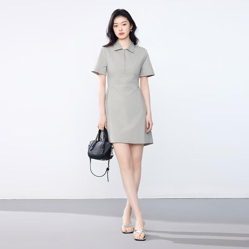 JOY SPEAKER Women's Polo Collar Slim Mid-Length Shirt Dress