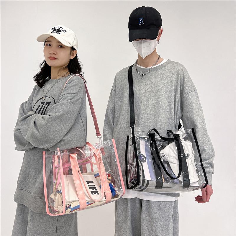 Pvc Transparent Beach Bag With Inner Zipper Pocket For Summer Outings
