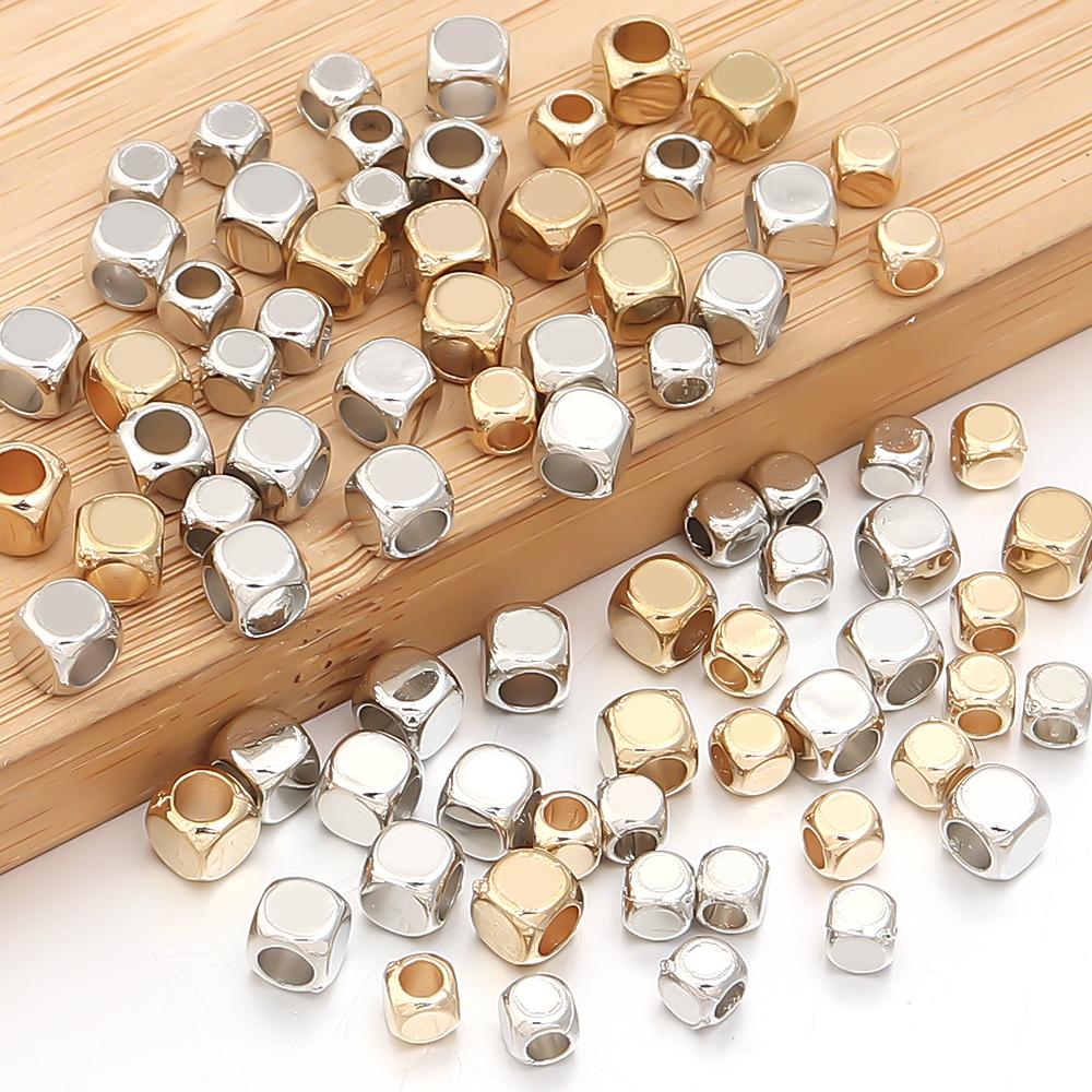 200pcs/lot Smooth Round Corner Square CCB Beads Big Hole Loose Spacer Beads For Jewelry Making DIY Bracelet Necklace Accessories