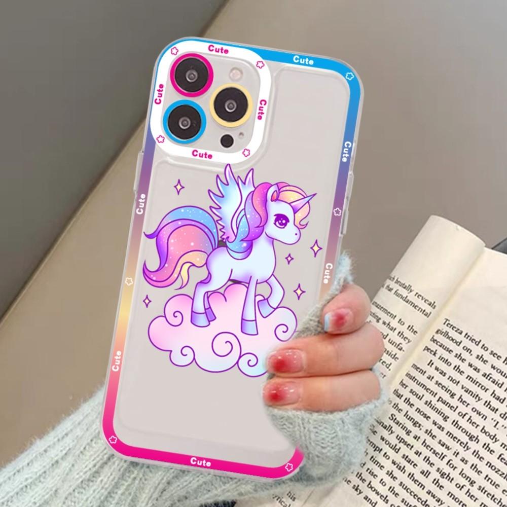 Cartoon unicorn Phone Case For iPhone 15 13 14 Pro Max XS XR 12 11 Pro 13 Mini Soft Clear Back Cover