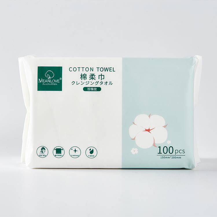 Dropshipping 100 Sheets Disposable Face Towel Natural Cotton Fabric Material 1 Ply Paper with Pull Bag 1 Ply Facial Tissues